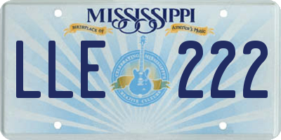 MS license plate LLE222