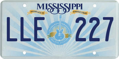MS license plate LLE227