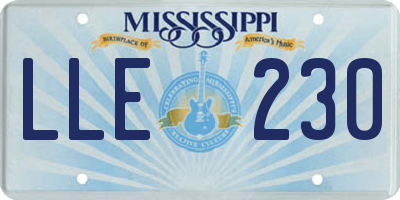 MS license plate LLE230