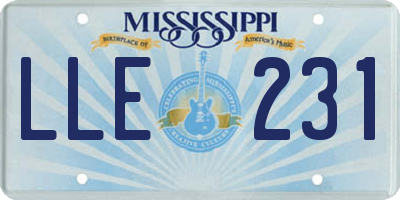 MS license plate LLE231