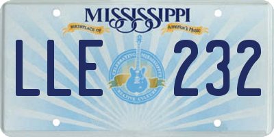 MS license plate LLE232