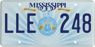 MS license plate LLE248