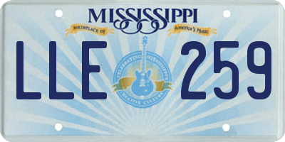 MS license plate LLE259