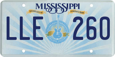 MS license plate LLE260