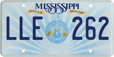 MS license plate LLE262