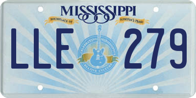 MS license plate LLE279