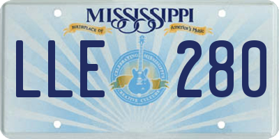 MS license plate LLE280