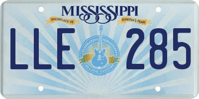 MS license plate LLE285