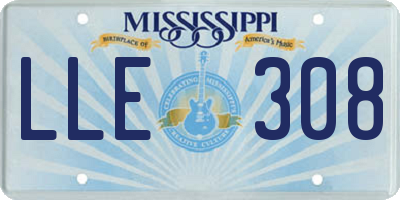 MS license plate LLE308