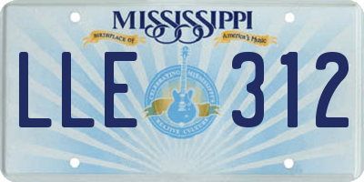 MS license plate LLE312