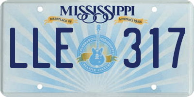MS license plate LLE317