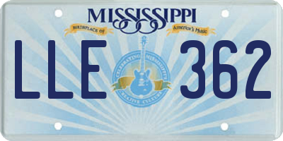MS license plate LLE362