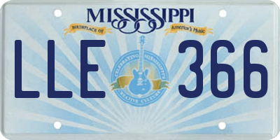 MS license plate LLE366
