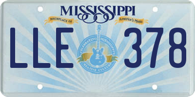 MS license plate LLE378