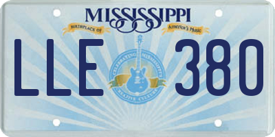 MS license plate LLE380