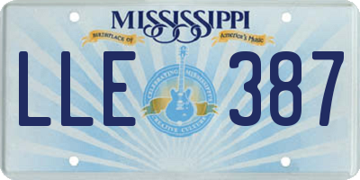 MS license plate LLE387