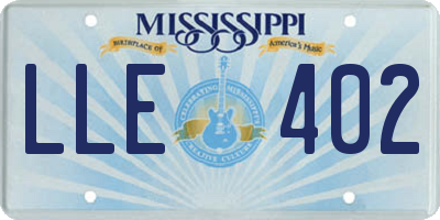 MS license plate LLE402