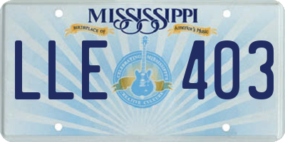 MS license plate LLE403