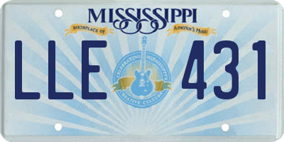 MS license plate LLE431