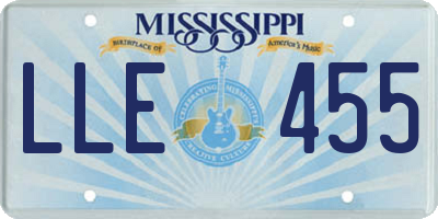 MS license plate LLE455