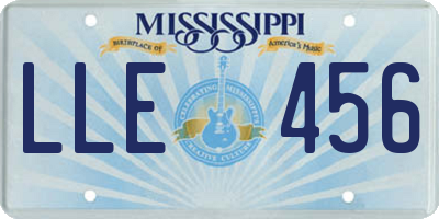 MS license plate LLE456