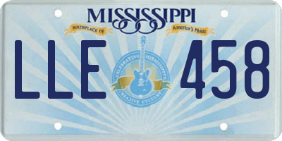 MS license plate LLE458