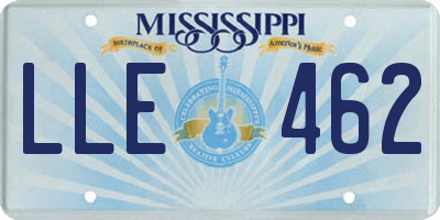 MS license plate LLE462