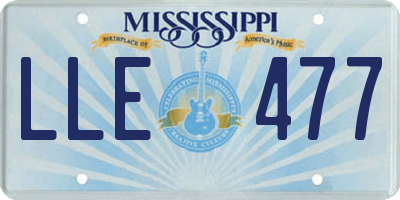 MS license plate LLE477
