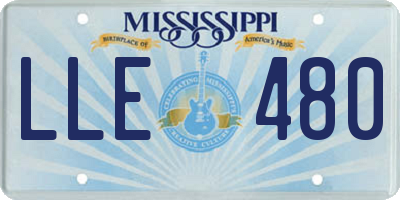 MS license plate LLE480