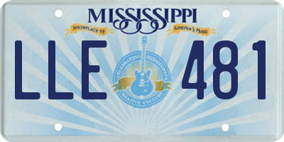 MS license plate LLE481