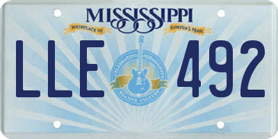 MS license plate LLE492