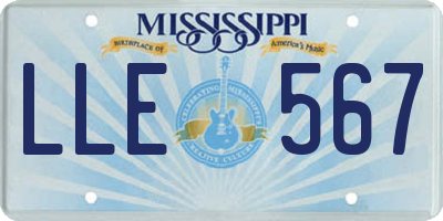 MS license plate LLE567