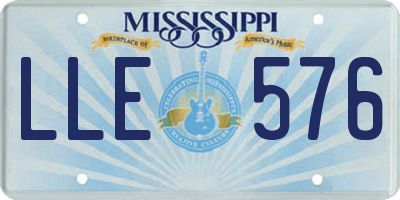MS license plate LLE576