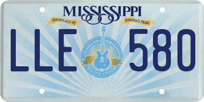 MS license plate LLE580