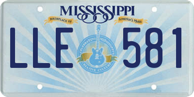 MS license plate LLE581