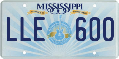 MS license plate LLE600