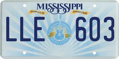 MS license plate LLE603