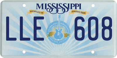 MS license plate LLE608