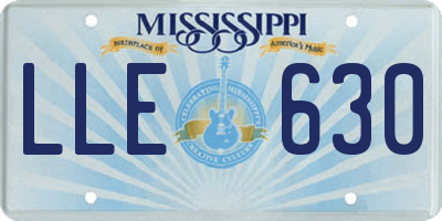 MS license plate LLE630