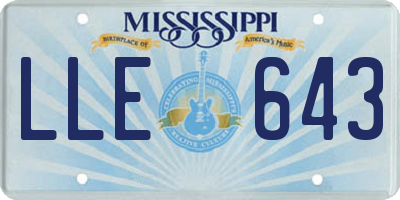 MS license plate LLE643