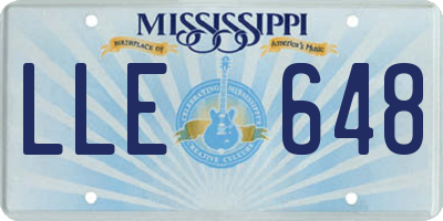 MS license plate LLE648
