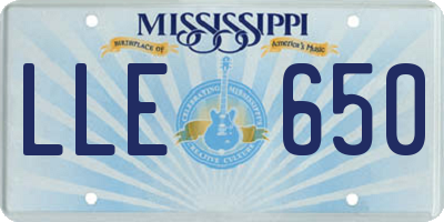 MS license plate LLE650