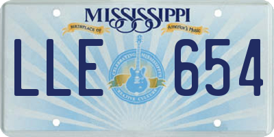 MS license plate LLE654