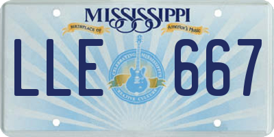 MS license plate LLE667