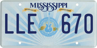 MS license plate LLE670
