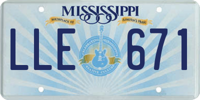 MS license plate LLE671