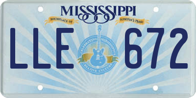 MS license plate LLE672