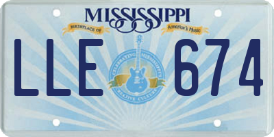 MS license plate LLE674