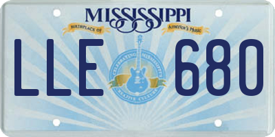 MS license plate LLE680