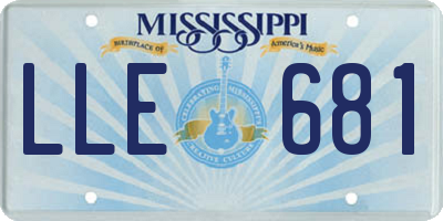 MS license plate LLE681